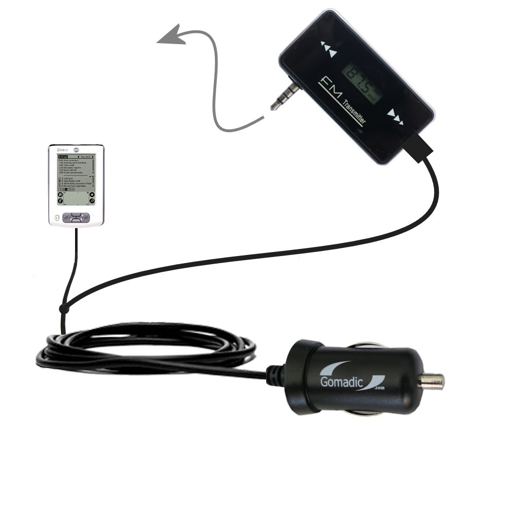 FM Transmitter Plus Car Charger compatible with the Palm Palm Zire 21