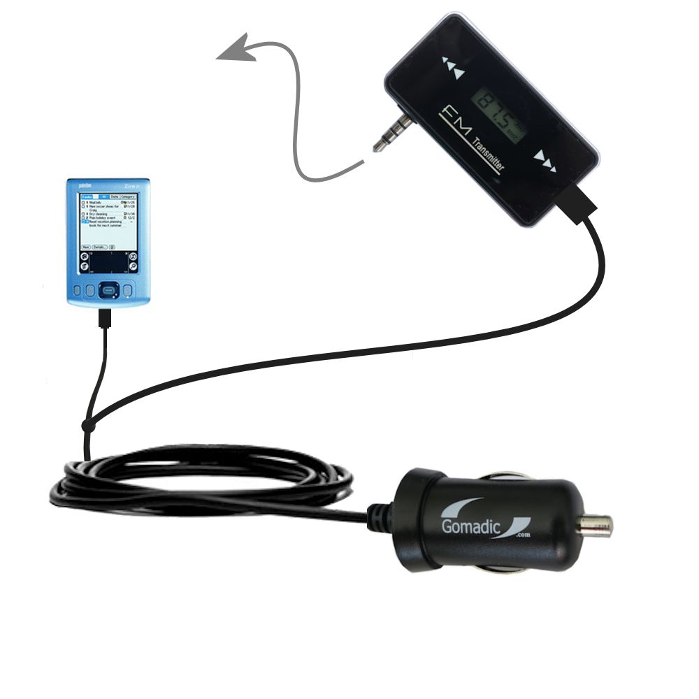 FM Transmitter Plus Car Charger compatible with the Palm palm Zire 31