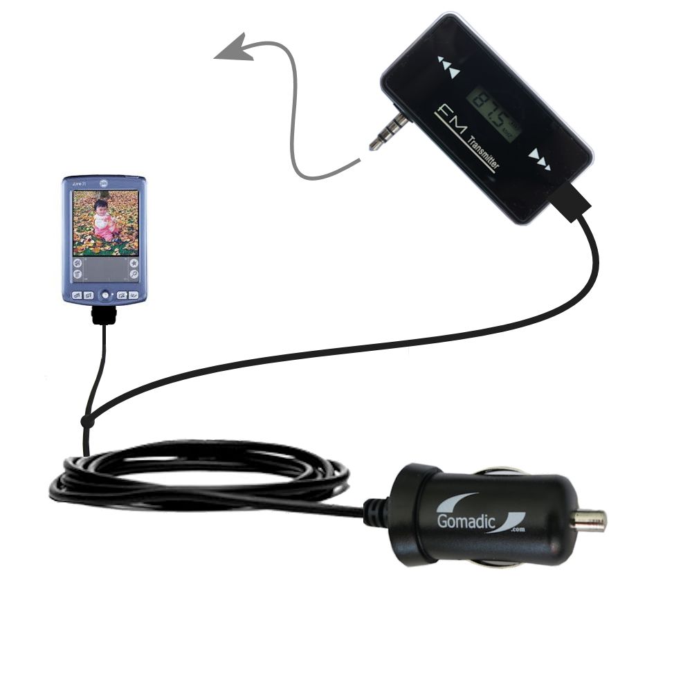 FM Transmitter Plus Car Charger compatible with the Palm palm Zire 71