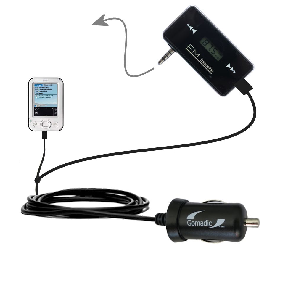 FM Transmitter Plus Car Charger compatible with the Palm Z22