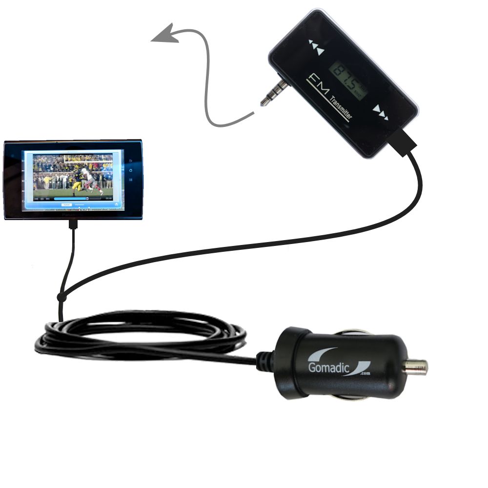 FM Transmitter Plus Car Charger compatible with the Panasonic Viera Tablet 10 7 4