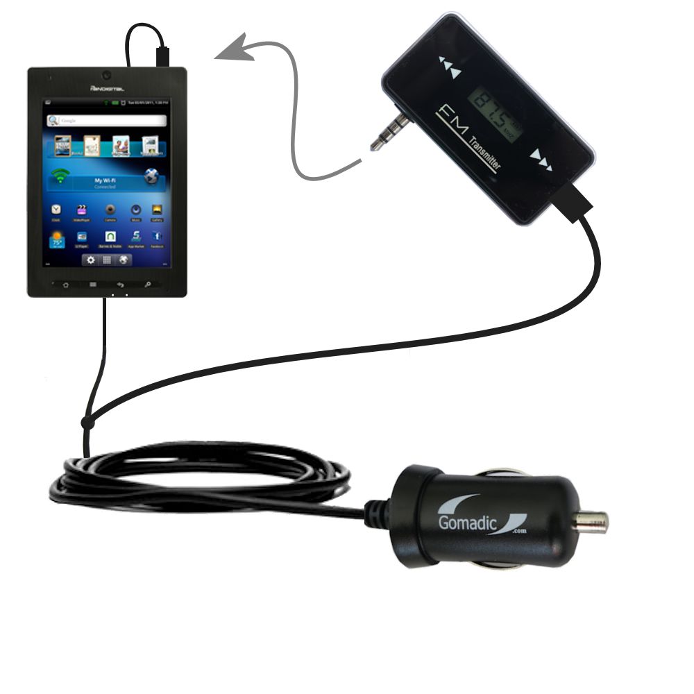 FM Transmitter Plus Car Charger compatible with the Pandigital Nova R70F400