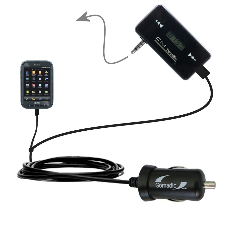 FM Transmitter Plus Car Charger compatible with the Pantech Pocket