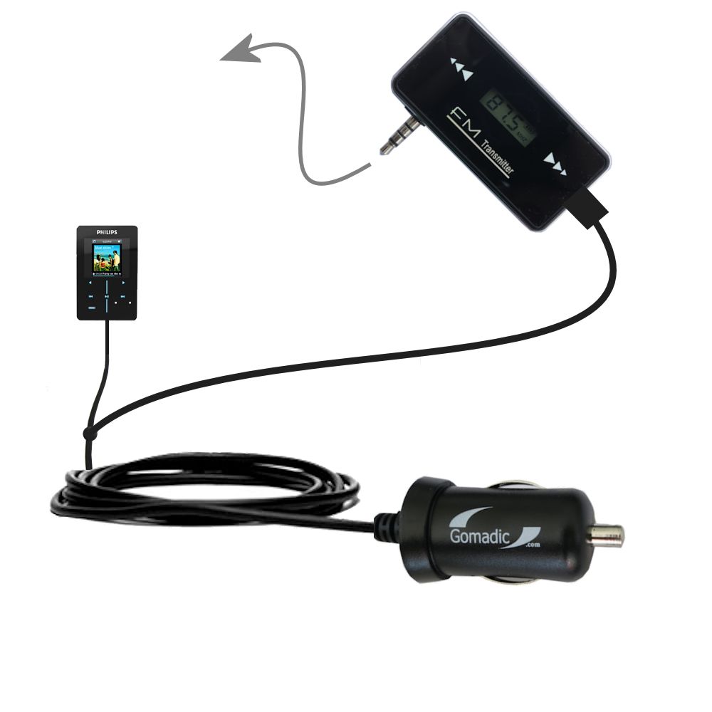 FM Transmitter Plus Car Charger compatible with the Philips GoGear HDD6320