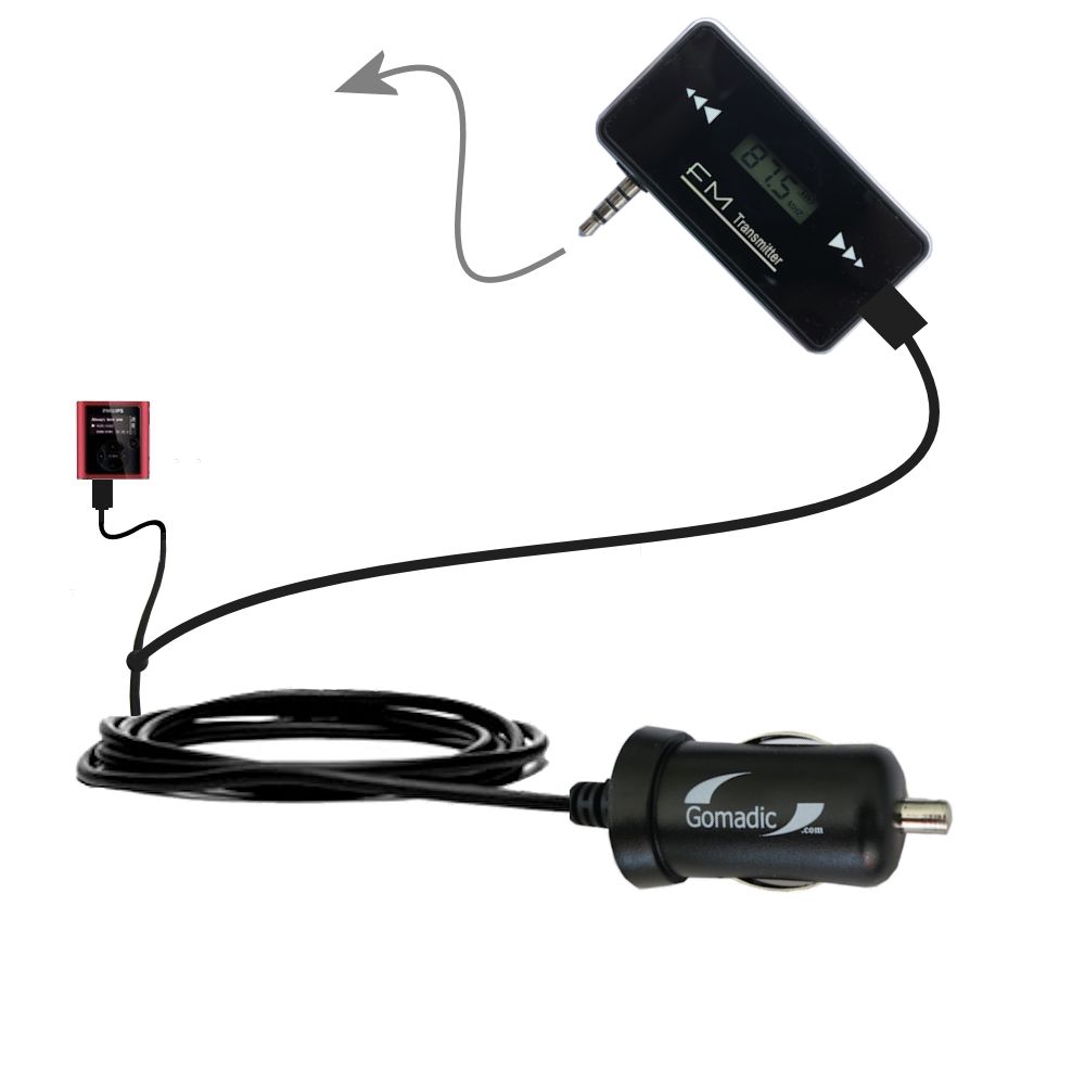 FM Transmitter Plus Car Charger compatible with the Philips GoGear SA1927/37