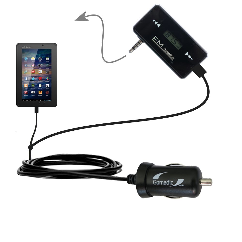 FM Transmitter Plus Car Charger compatible with the Polaroid PMID706