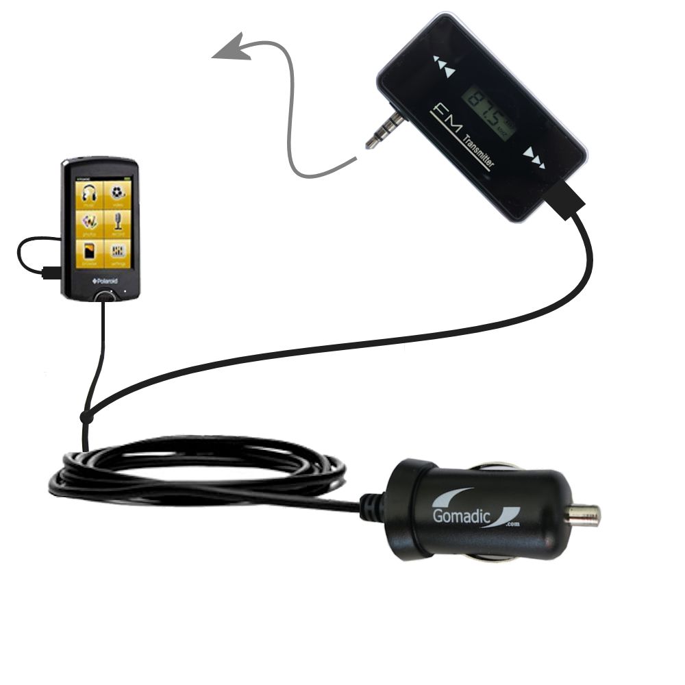 FM Transmitter Plus Car Charger compatible with the Polaroid PMP500-4