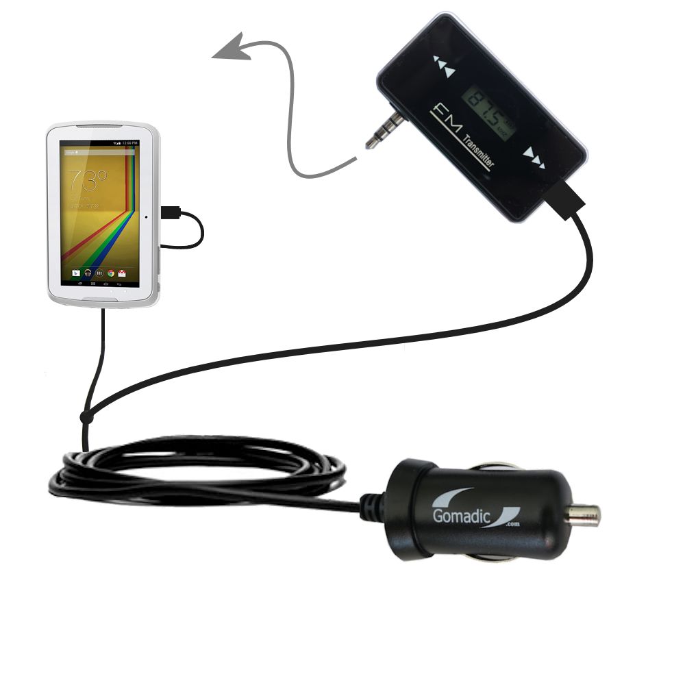 FM Transmitter Plus Car Charger compatible with the Polaroid Q10