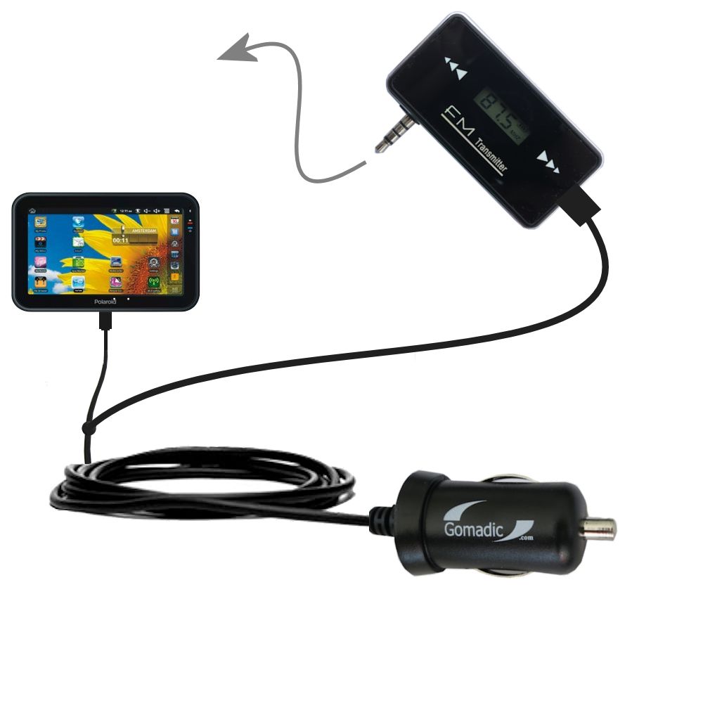 FM Transmitter Plus Car Charger compatible with the Polaroid Tablet PMID4311