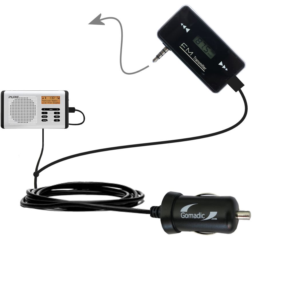 FM Transmitter Plus Car Charger compatible with the PURE Move 400D