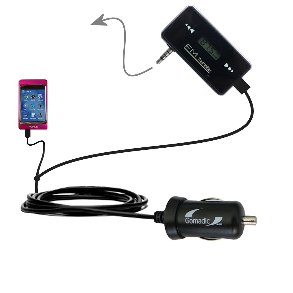 FM Transmitter Plus Car Charger compatible with the Pyrus Electronics PMP-2080