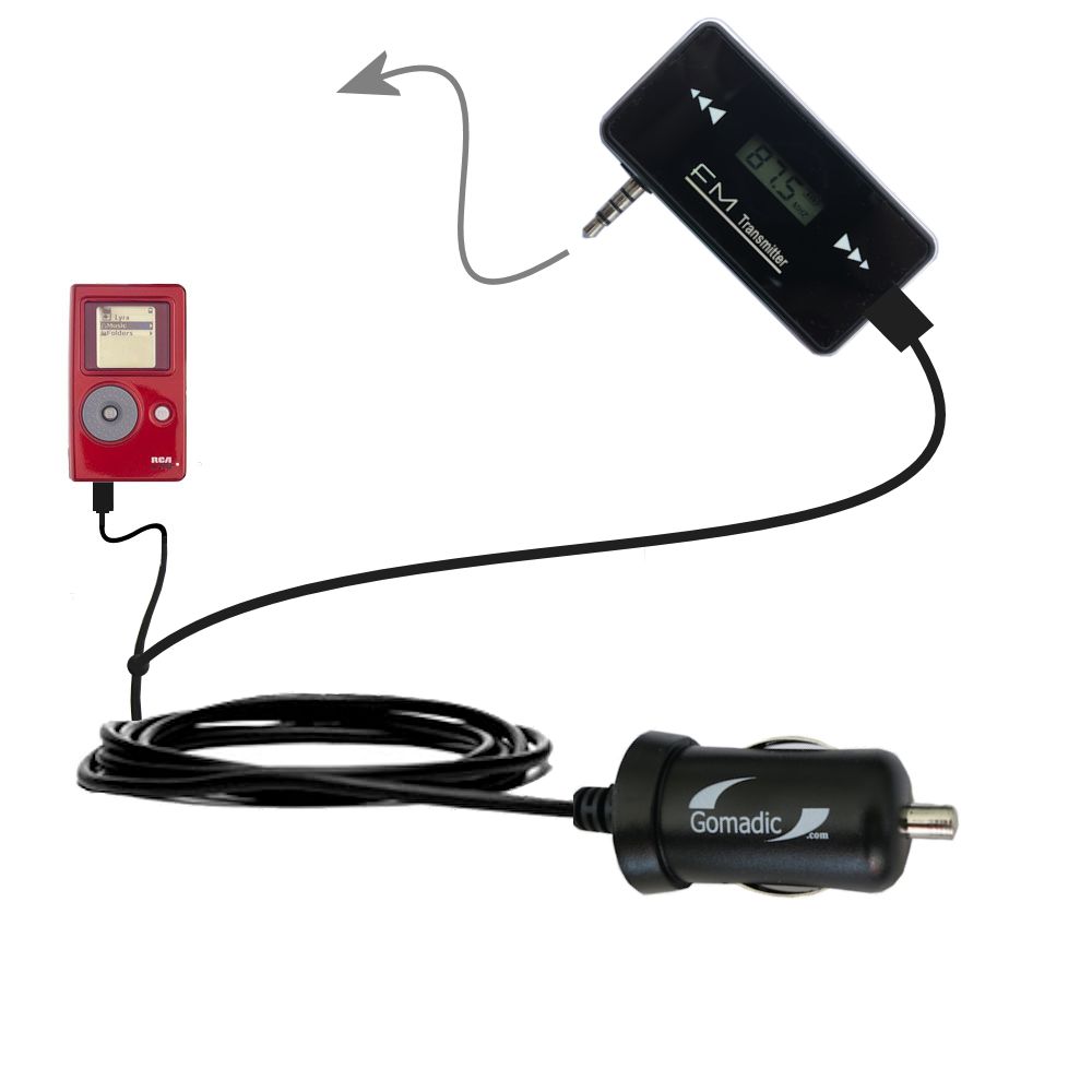FM Transmitter Plus Car Charger compatible with the RCA Lyra Jukebox RD2762