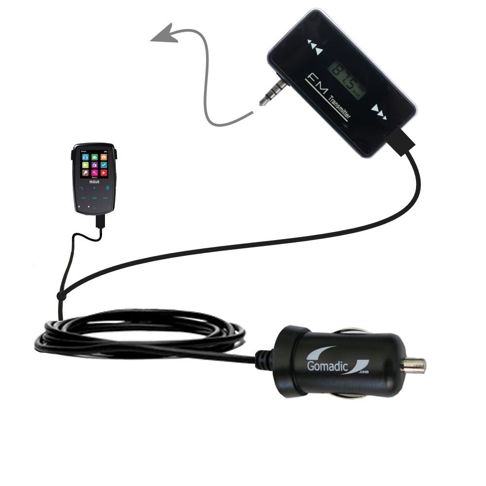 FM Transmitter Plus Car Charger compatible with the RCA M3904 Lyra Digital Media Player