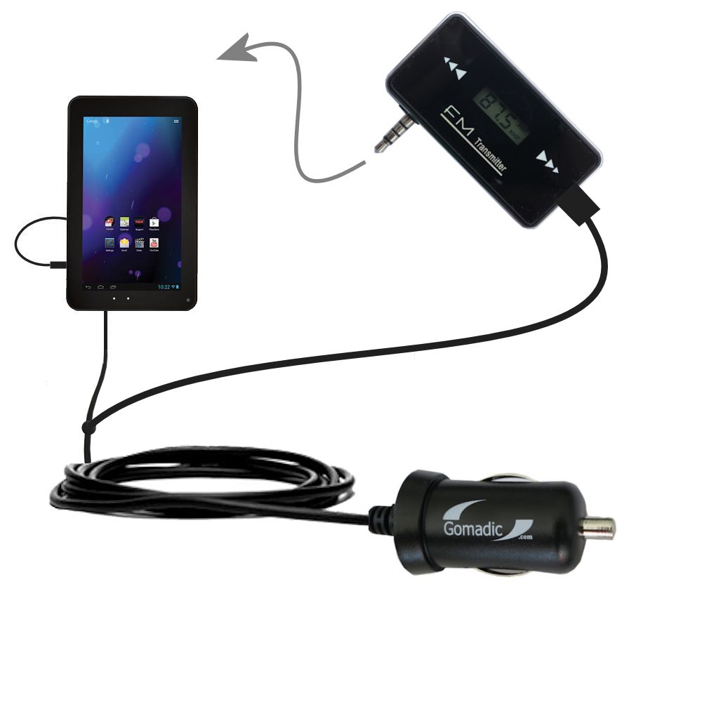 FM Transmitter Plus Car Charger compatible with the RCA RCT6378W2