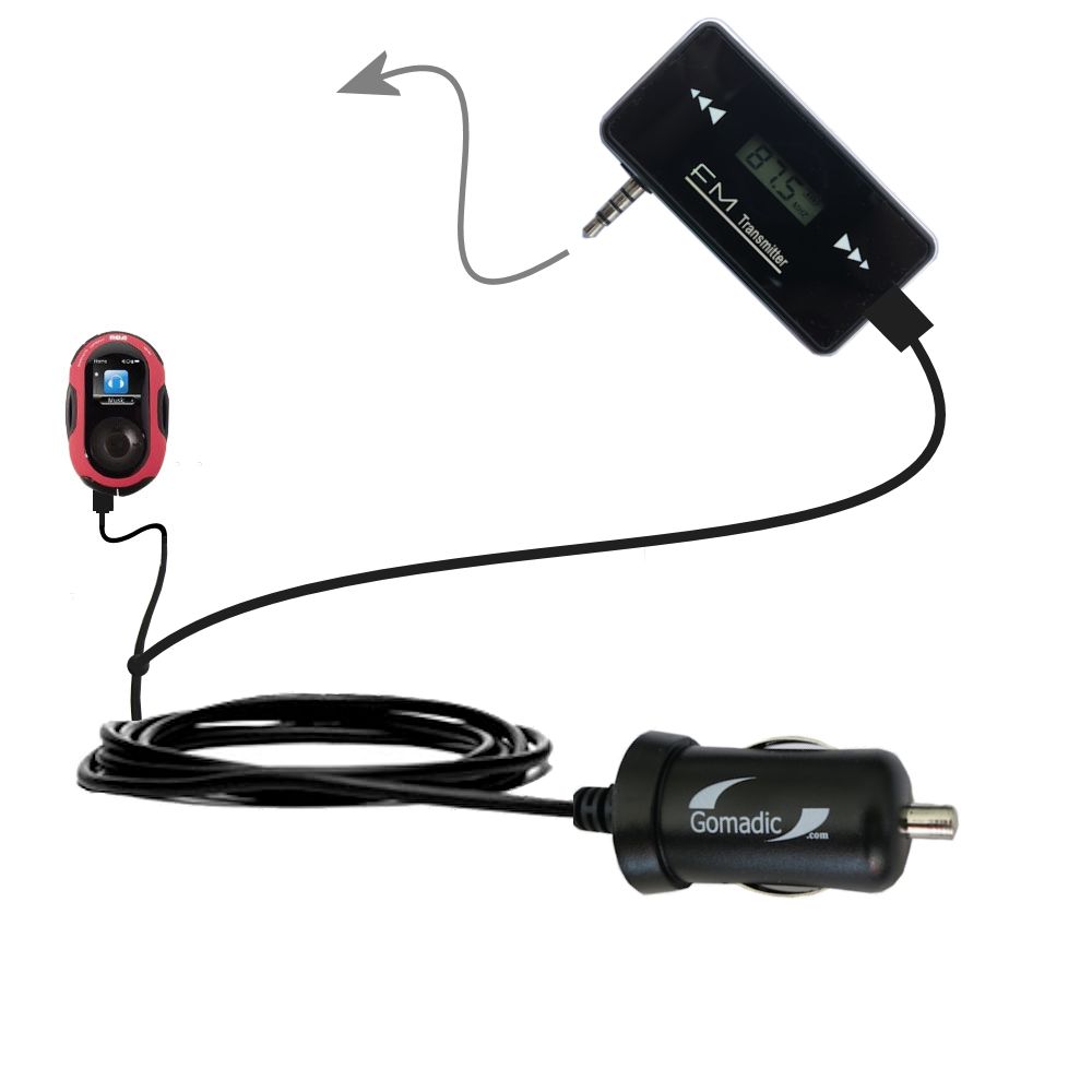 FM Transmitter Plus Car Charger compatible with the RCA S2204 JET Digital Audio Player