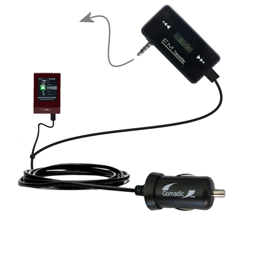 FM Transmitter Plus Car Charger compatible with the RCA SL5016 LYRA Slider Media Player
