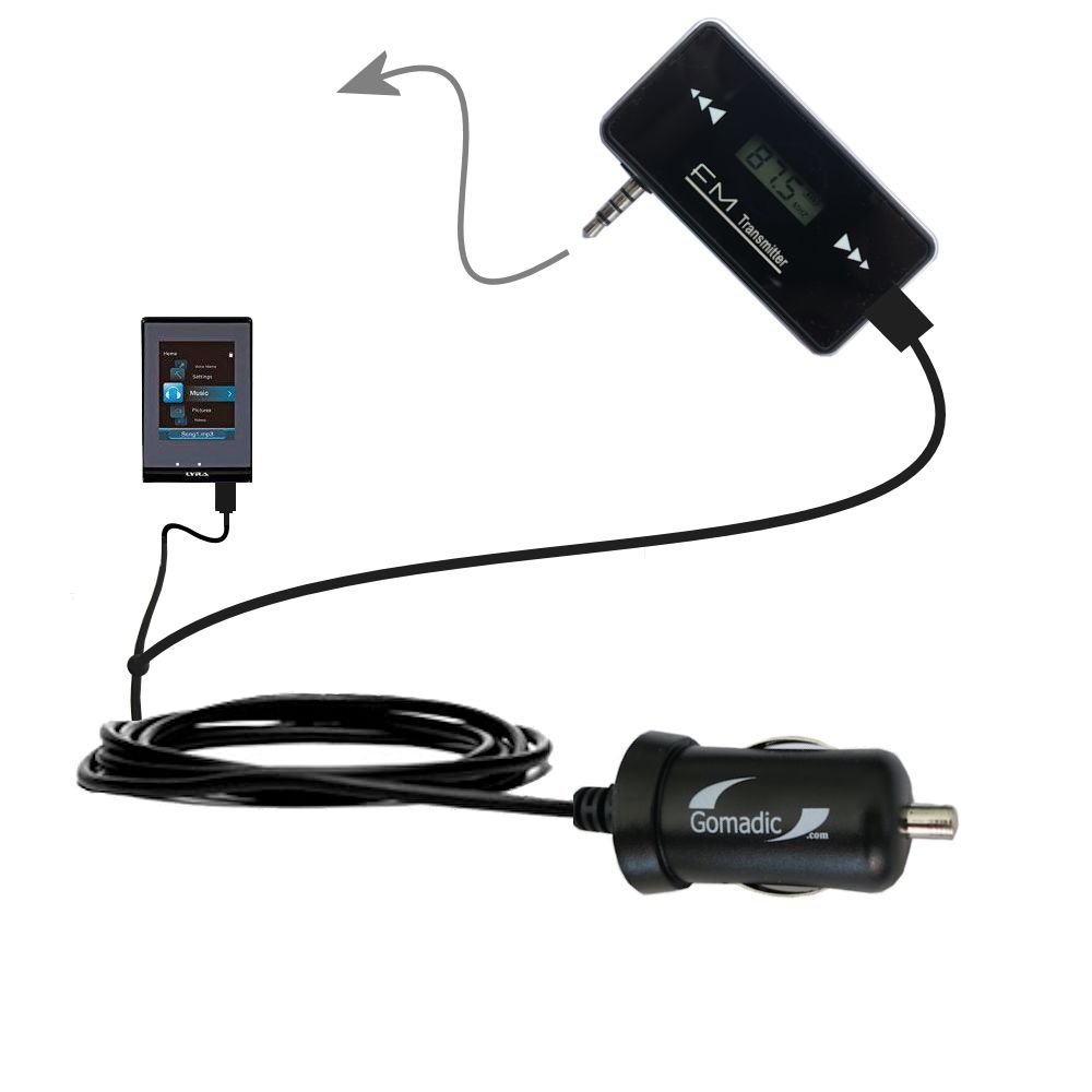 FM Transmitter Plus Car Charger compatible with the RCA SLC5004 SLC5008 SLC5016 LYRA Slider