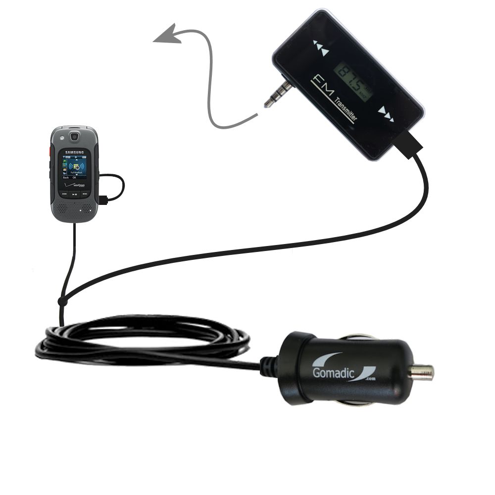 FM Transmitter Plus Car Charger compatible with the Samsung Convoy 3