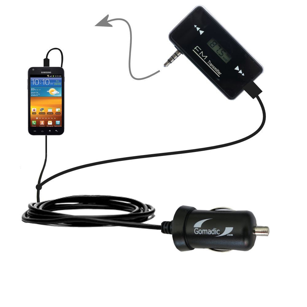 FM Transmitter Plus Car Charger compatible with the Samsung Epic 4G Touch