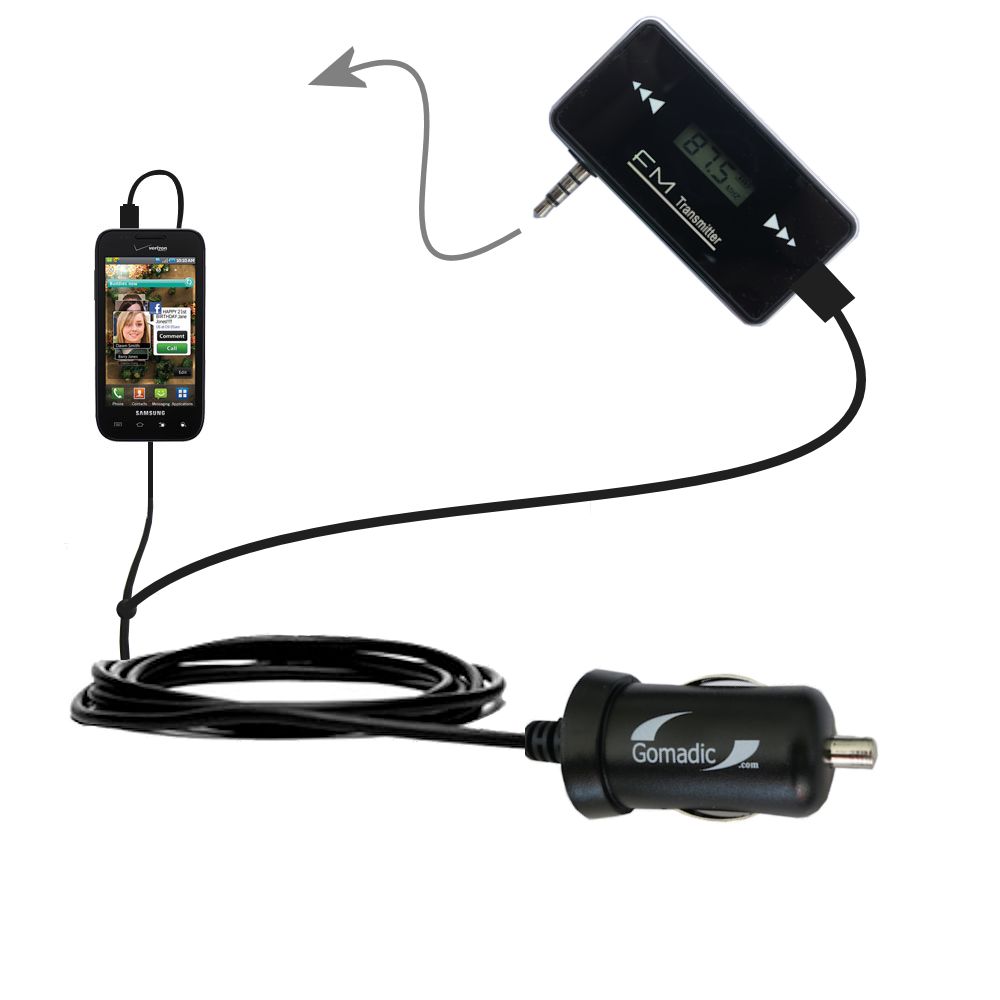 FM Transmitter Plus Car Charger compatible with the Samsung Fascinate