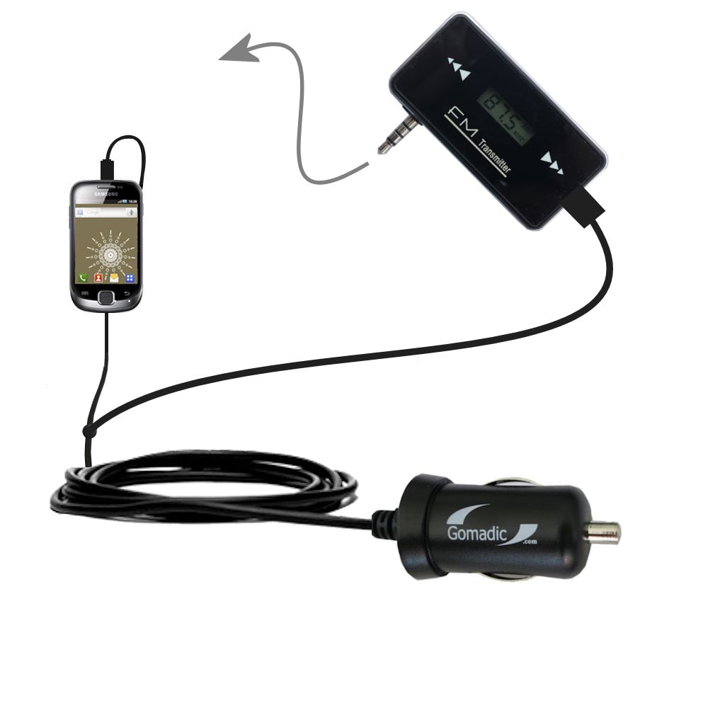 FM Transmitter Plus Car Charger compatible with the Samsung Fit