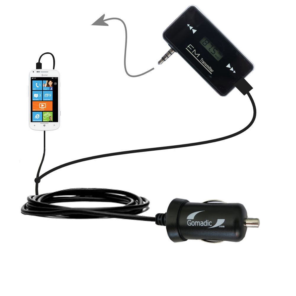 FM Transmitter Plus Car Charger compatible with the Samsung Focus