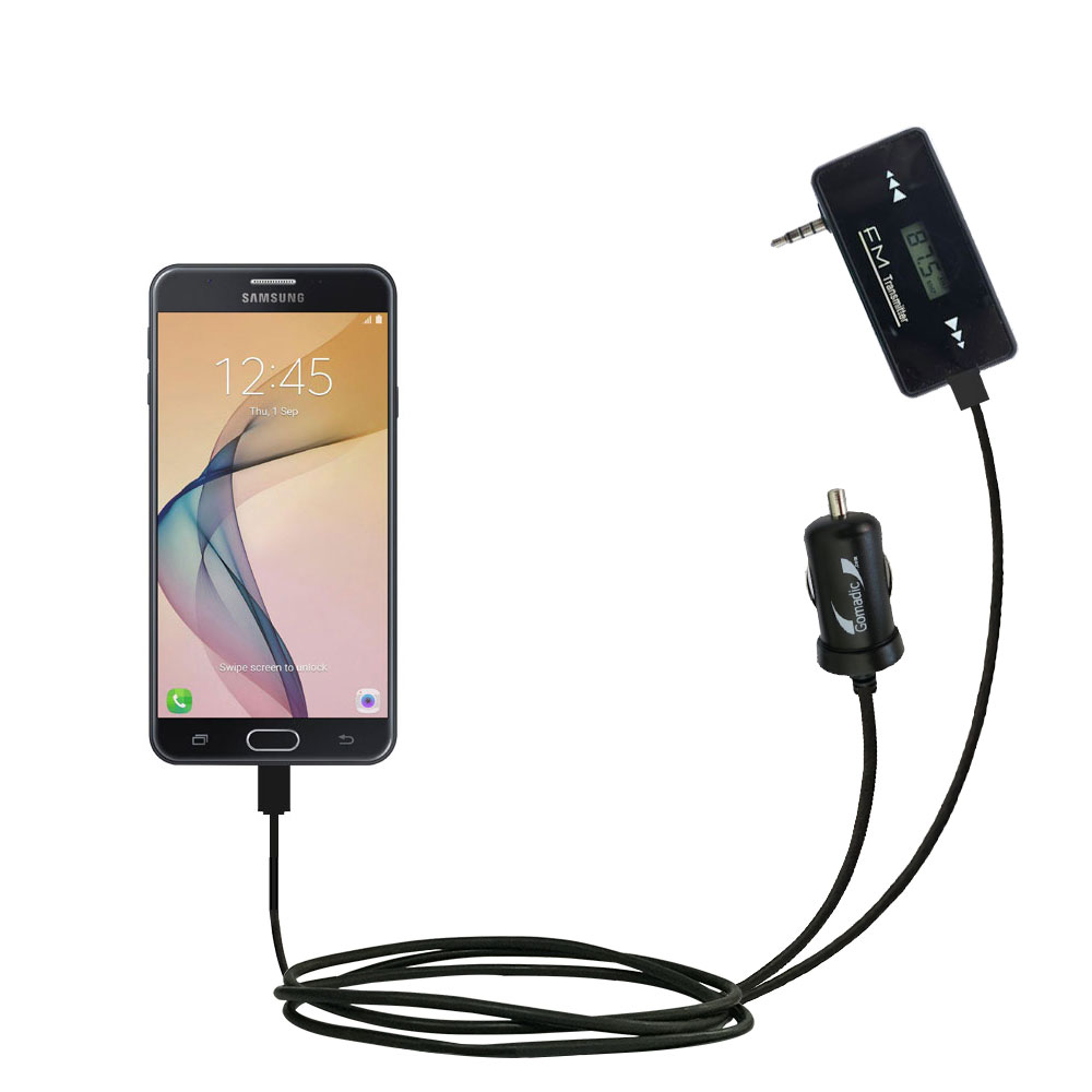 FM Transmitter Plus Car Charger compatible with the Samsung Galaxy J7 / J7 Prime
