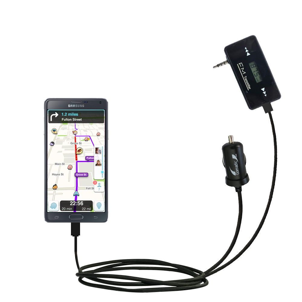 FM Transmitter Plus Car Charger compatible with the Samsung Galaxy Note 4