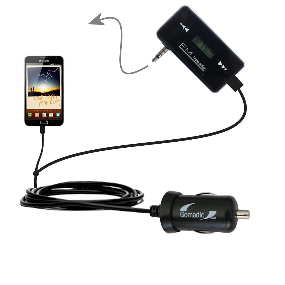 FM Transmitter Plus Car Charger compatible with the Samsung GALAXY Note