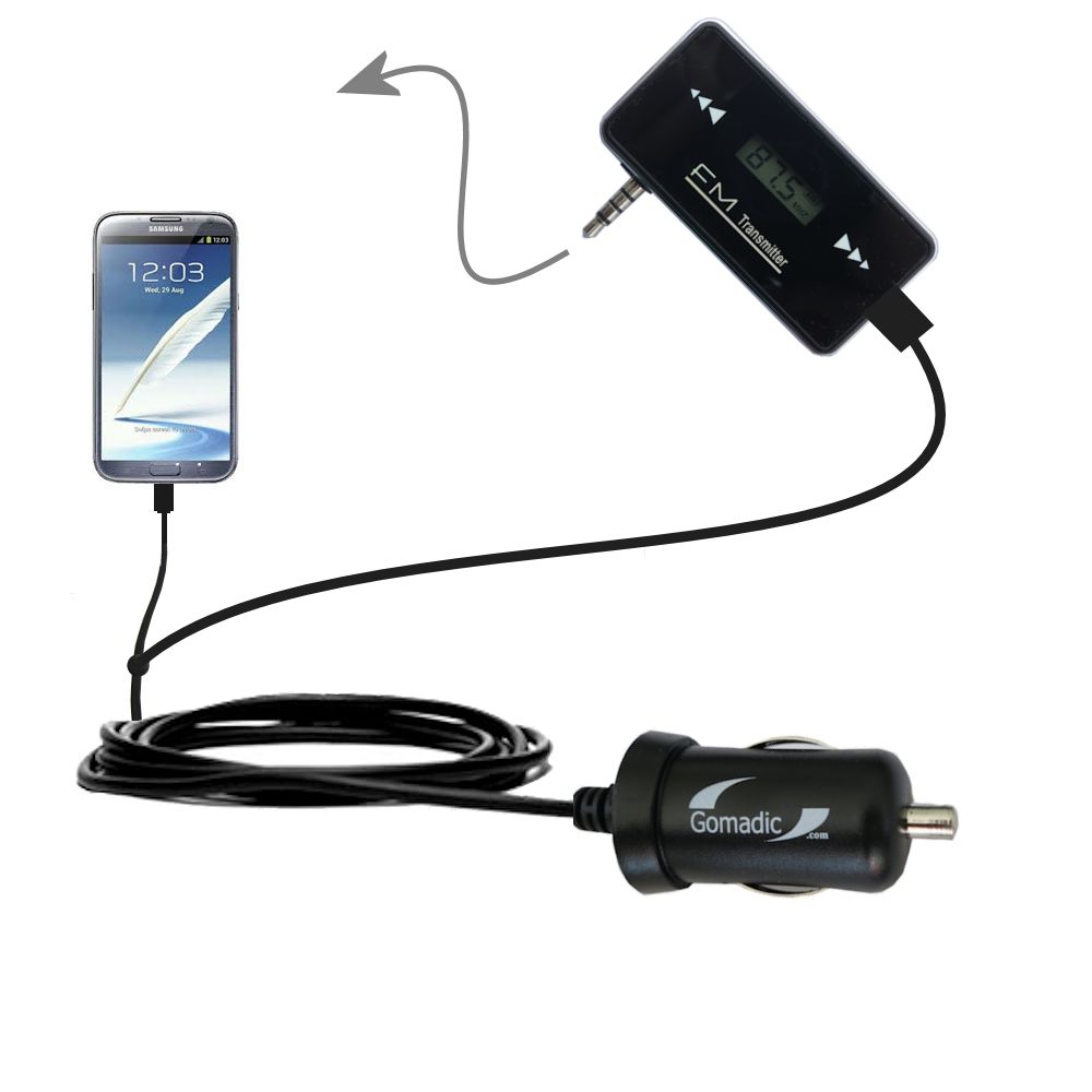 FM Transmitter Plus Car Charger compatible with the Samsung Galaxy Note II