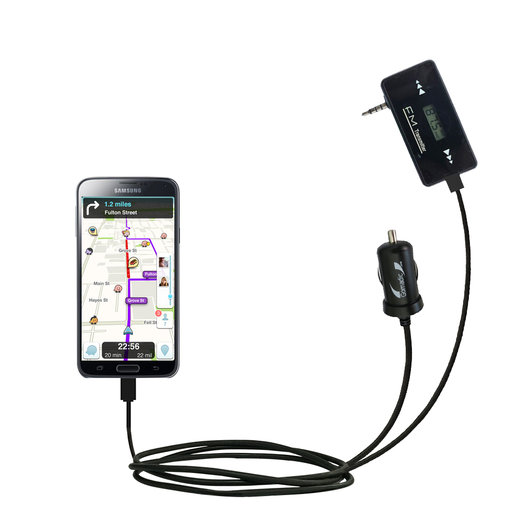 FM Transmitter Plus Car Charger compatible with the Samsung Galaxy S5 Plus