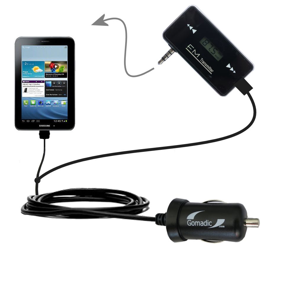 FM Transmitter Plus Car Charger compatible with the Samsung Galaxy Tab