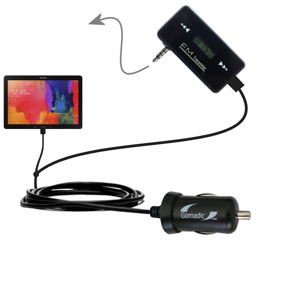 FM Transmitter Plus Car Charger compatible with the Samsung Galaxy TabPro 12.1