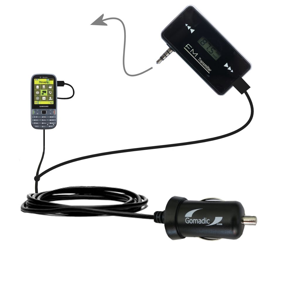 FM Transmitter Plus Car Charger compatible with the Samsung Gravity TXT