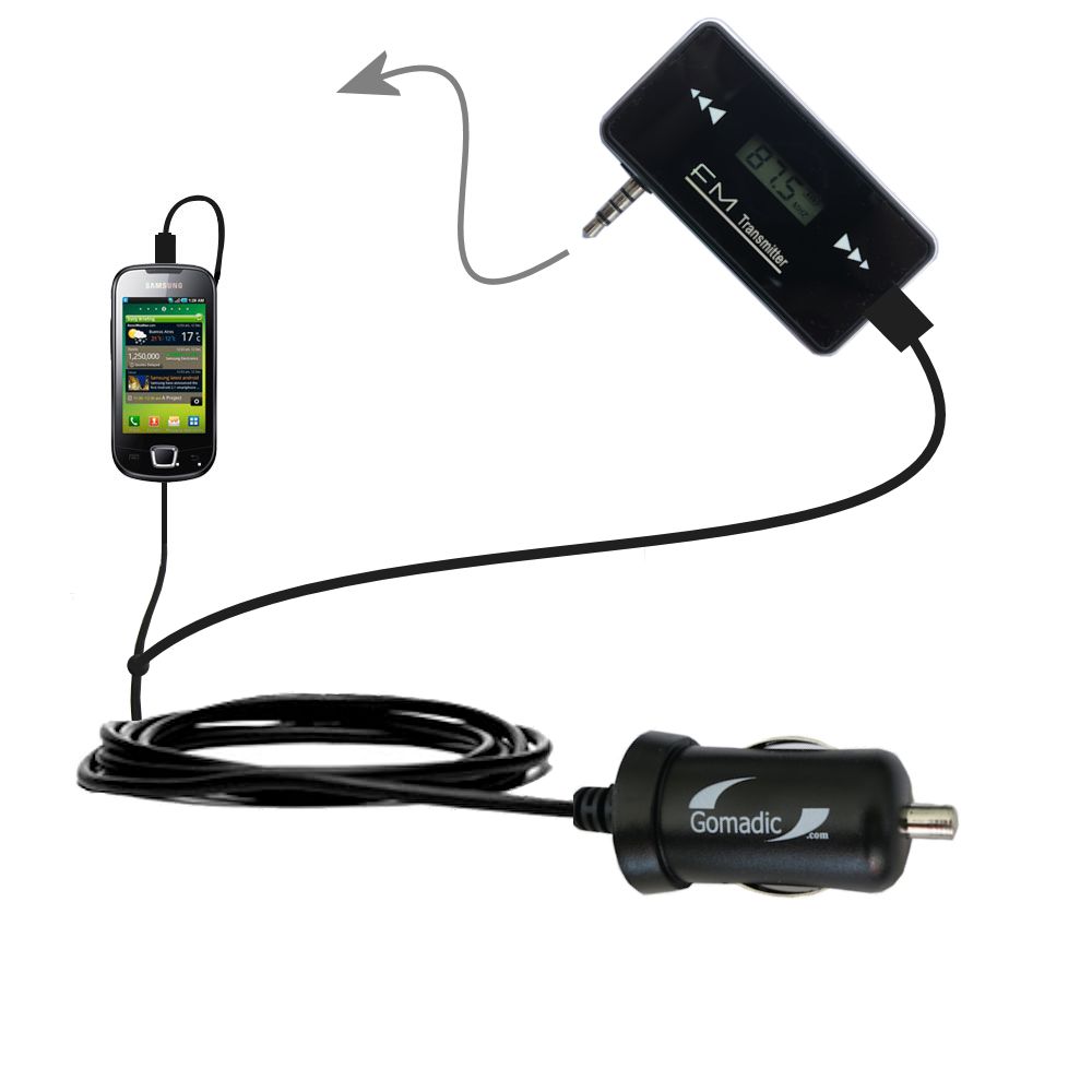 FM Transmitter Plus Car Charger compatible with the Samsung I5800