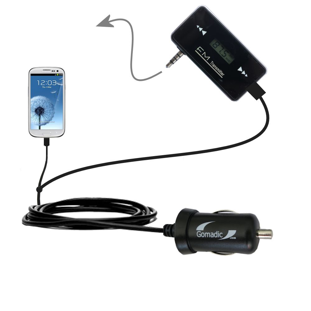 FM Transmitter Plus Car Charger compatible with the Samsung i9300