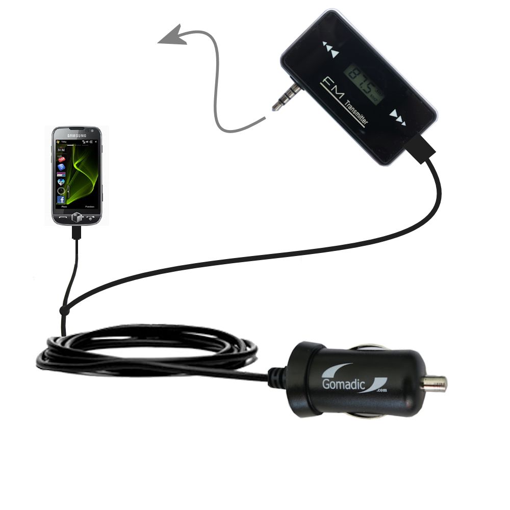FM Transmitter Plus Car Charger compatible with the Samsung Omnia II