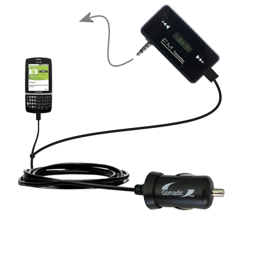 FM Transmitter Plus Car Charger compatible with the Samsung Replenish