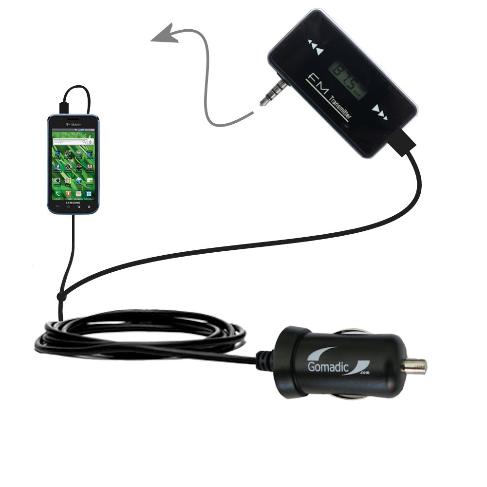 FM Transmitter Plus Car Charger compatible with the Samsung Vibrant 4G