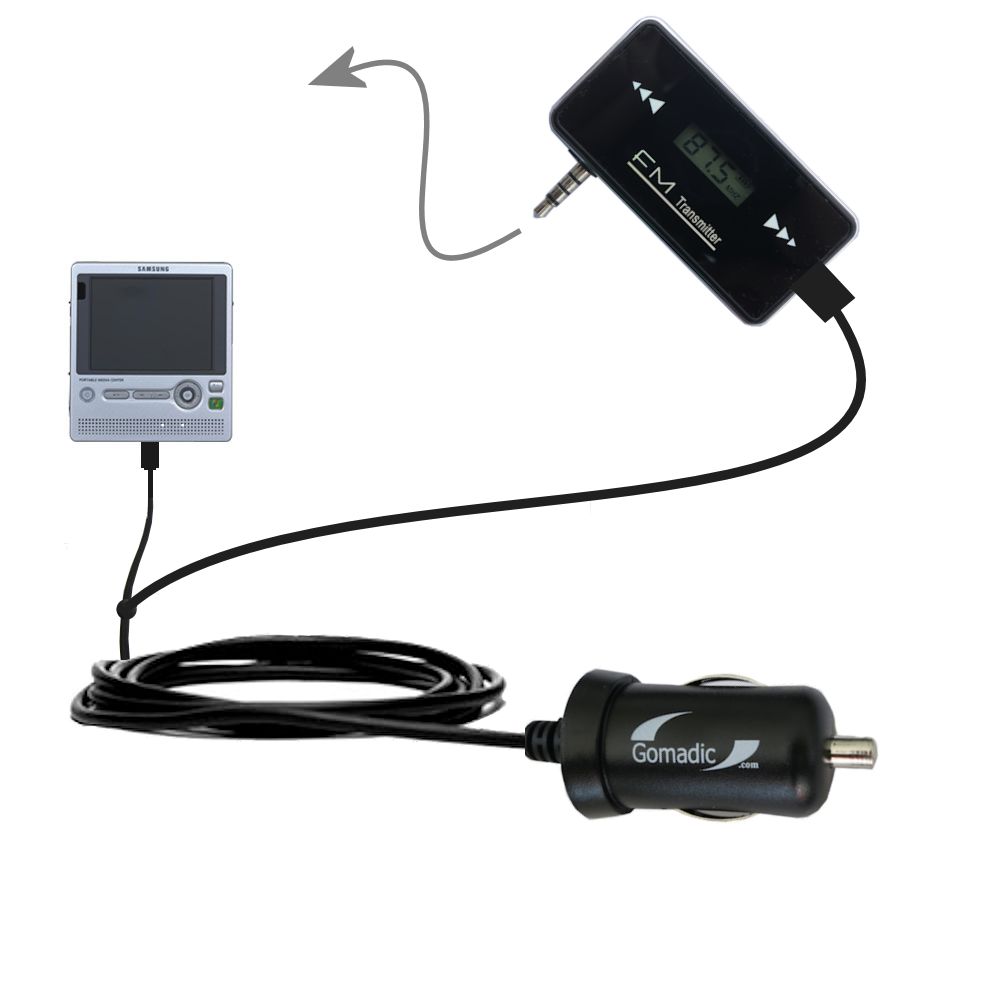 FM Transmitter Plus Car Charger compatible with the Samsung Yepp YH-999