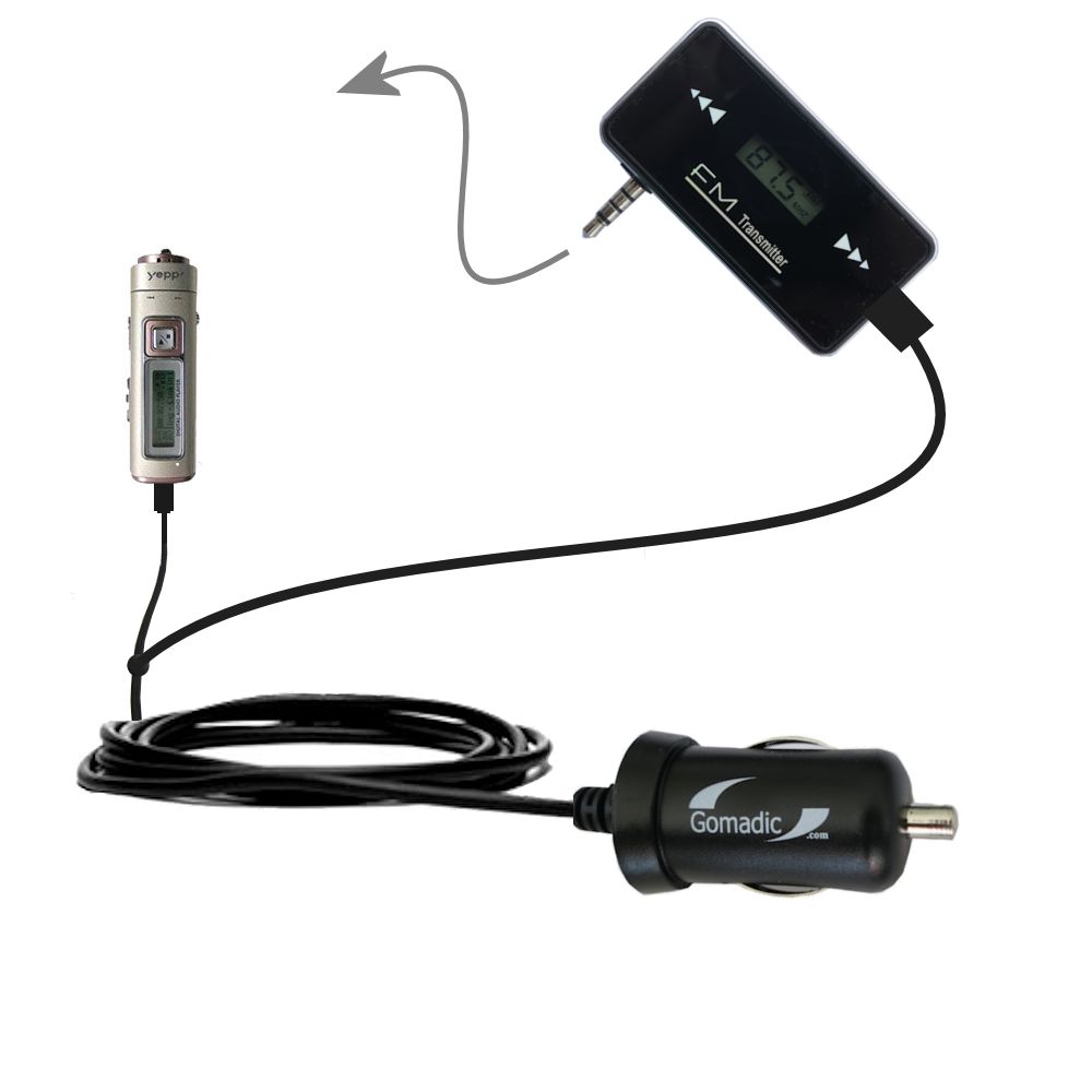 FM Transmitter Plus Car Charger compatible with the Samsung Yepp YP-55V