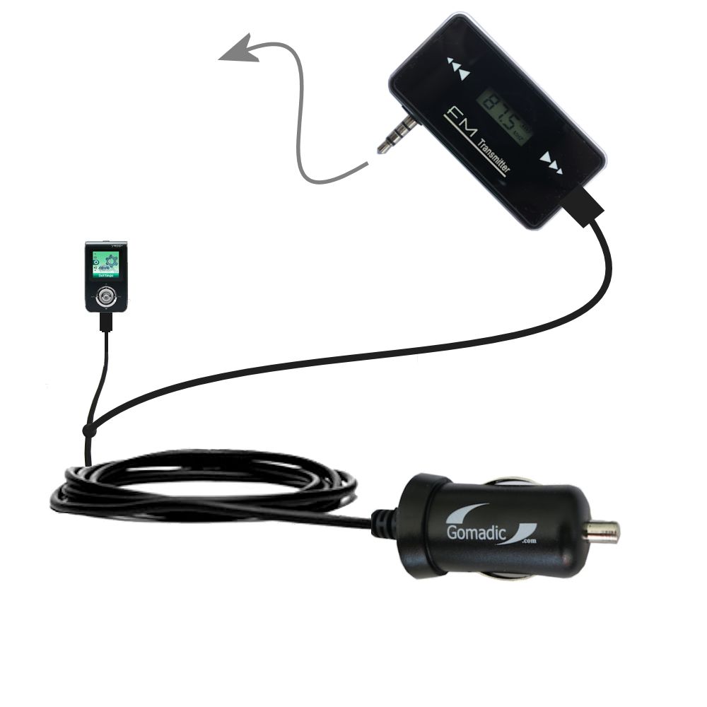 FM Transmitter Plus Car Charger compatible with the Samsung Yepp YP-T7JX