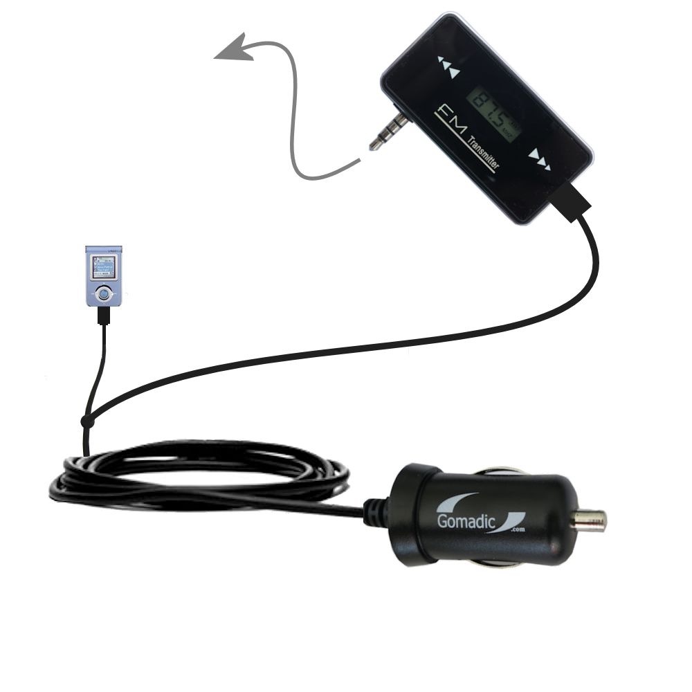 FM Transmitter Plus Car Charger compatible with the Samsung Yepp YP-T7X