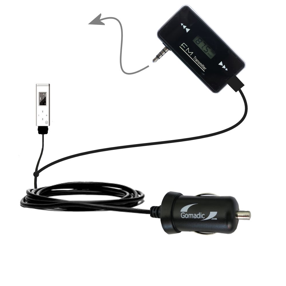 FM Transmitter Plus Car Charger compatible with the Samsung Yepp YP-U3JQB