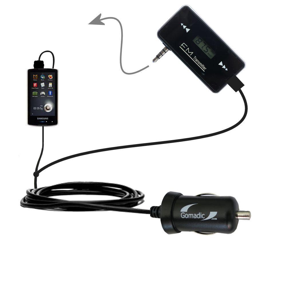 FM Transmitter Plus Car Charger compatible with the Samsung YP-MB1