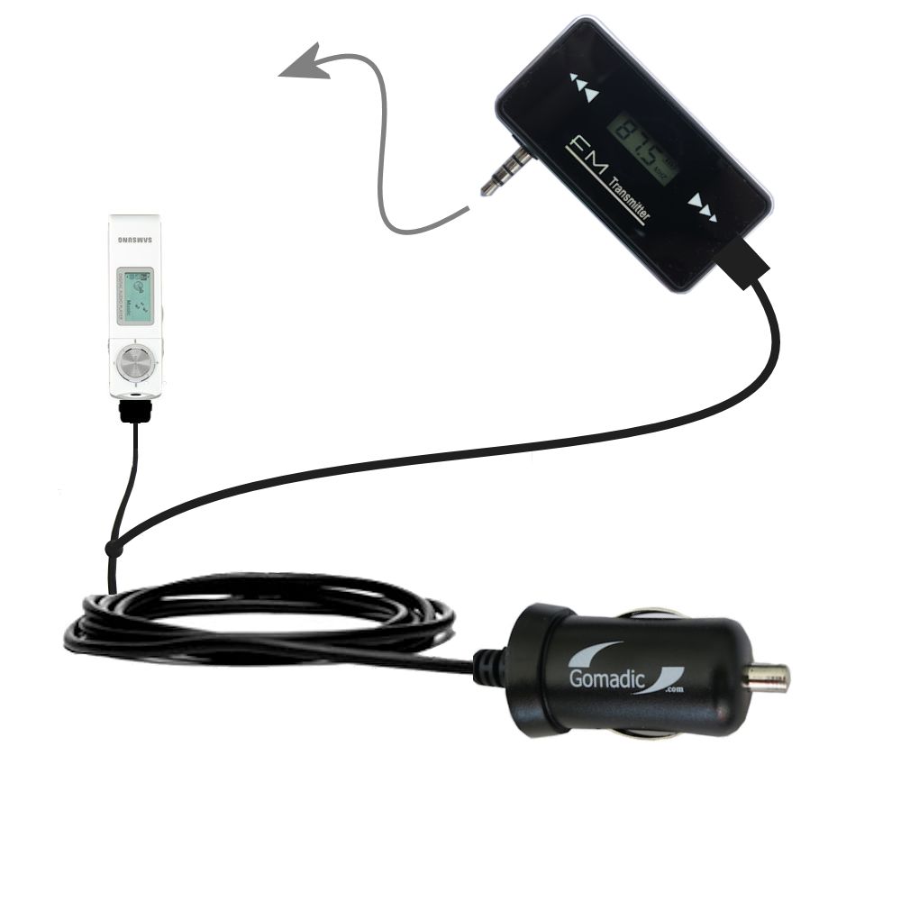3rd Generation Powerful Audio FM Transmitter with Car Charger suitable for the Samsung YP-U1V - Uses Gomadic TipExchange Technology