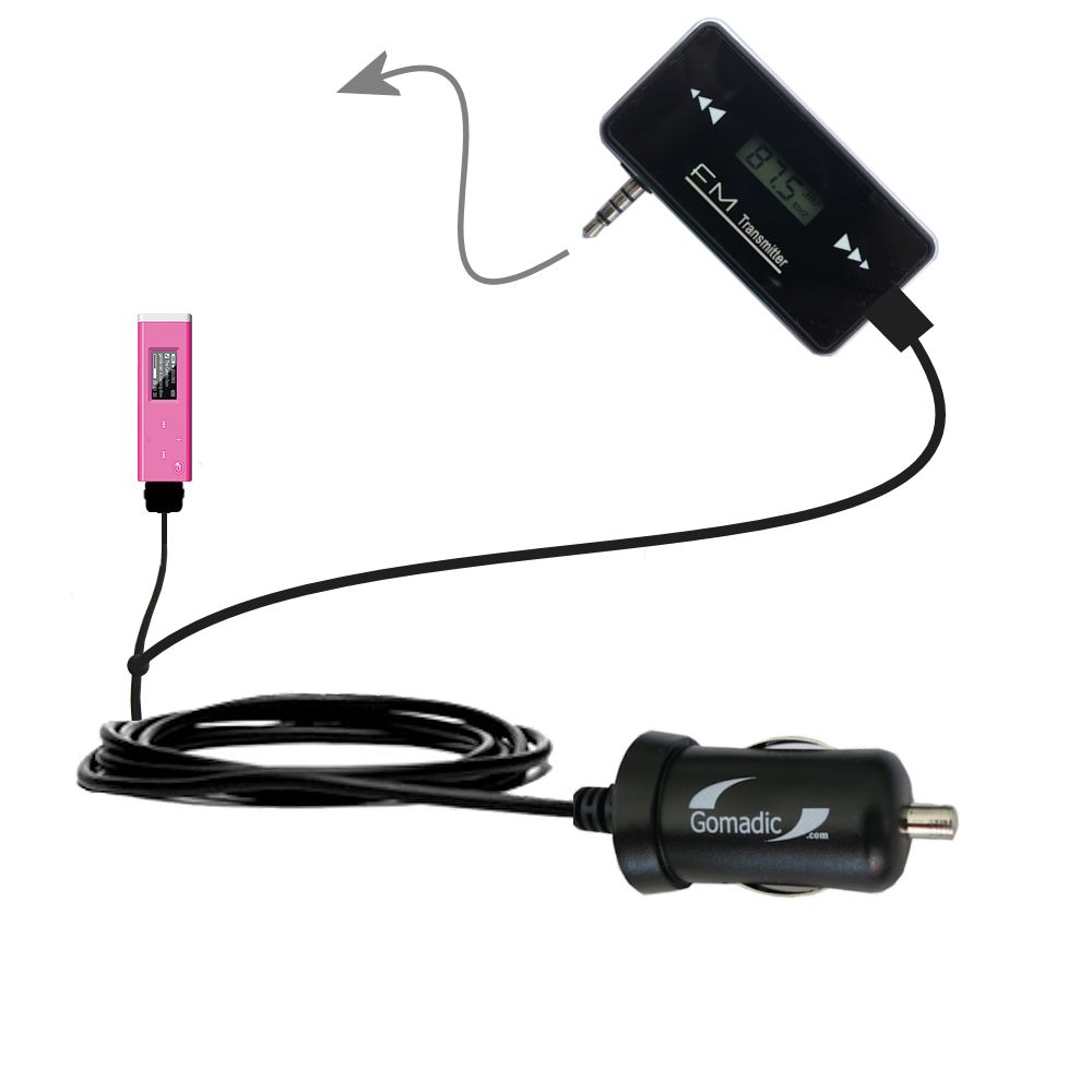 FM Transmitter Plus Car Charger compatible with the Samsung YP-U3JQW