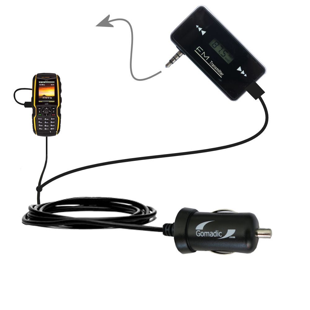 FM Transmitter Plus Car Charger compatible with the Sonim XP Strike