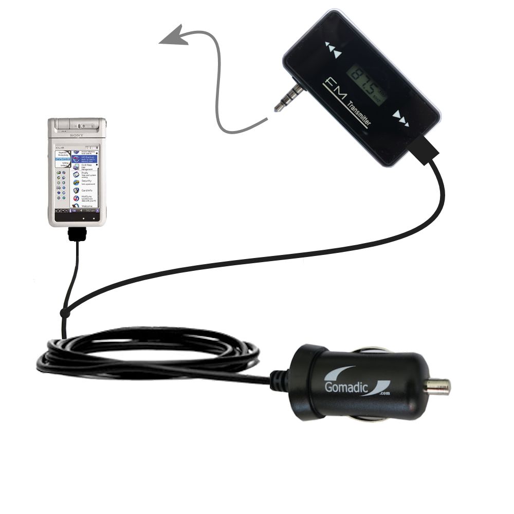 FM Transmitter Plus Car Charger compatible with the Sony Clie NX60
