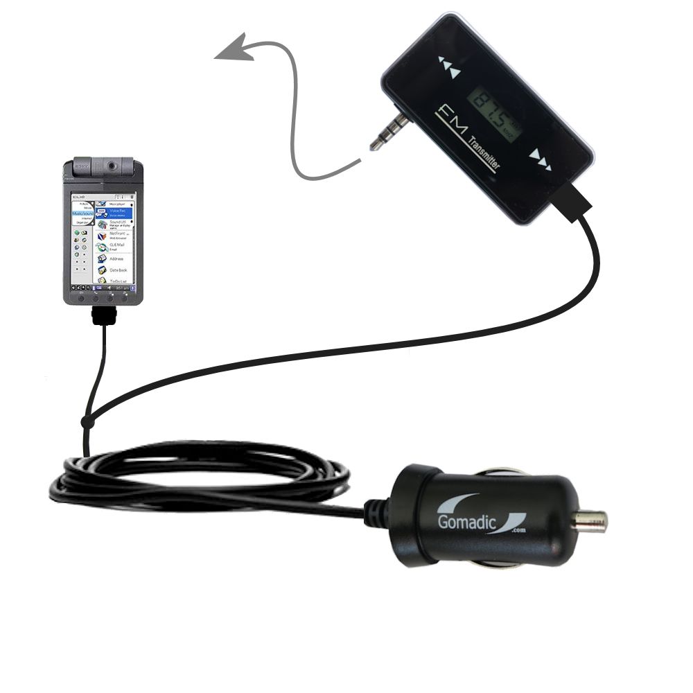 FM Transmitter Plus Car Charger compatible with the Sony Clie NX80V